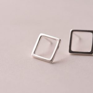 STERLING SILVER SIMPLE SQUARE EARRINGS