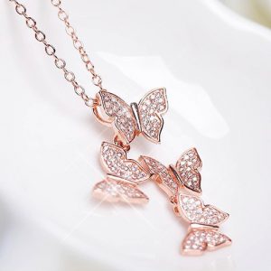 ROSE GOLD MULTI BUTTERFLY DROP NECKLACE
