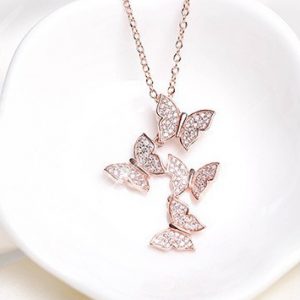 ROSE GOLD BUTTERFLY DROP NECKLACE